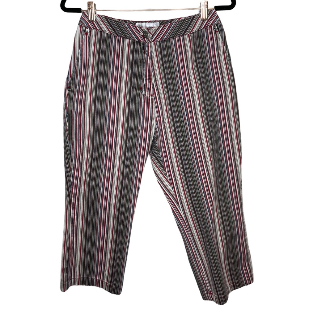 Jones Wear Sport Vintage High Rise Ankle Cropped Striped Pants Size 6